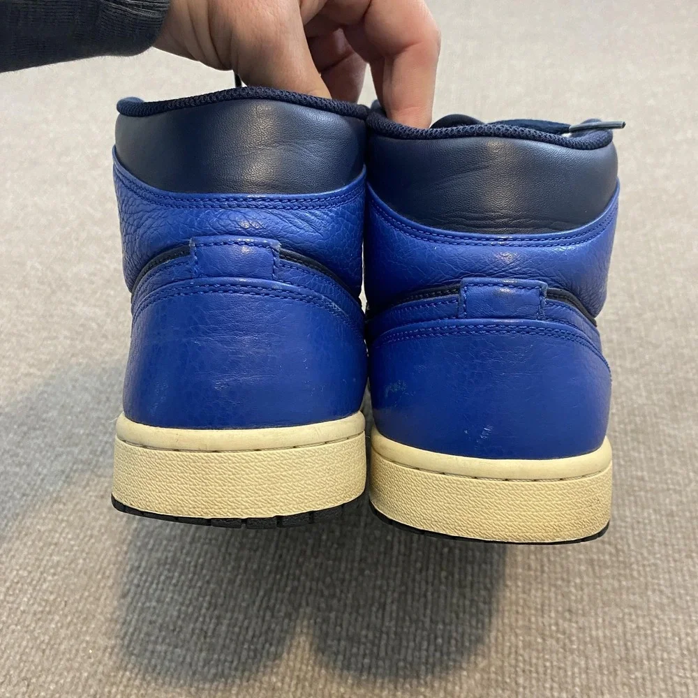 Jordan 1 Mid Shoes Mens Size 11.5‎ Blue Leather Basketball Sneakers 554724-412
